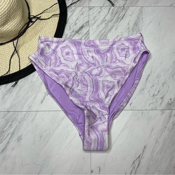 New! Topshop Purple Mineral Print High Waist Swim Bikini Bottom 2 - Picture 10 of 10